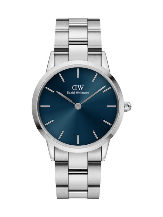 Daniel Wellington Iconic Link Arctic Ανδρικό Ρολόι 36mm Μπαταρίας με Ασημί Μεταλλικό Μπρασελέ