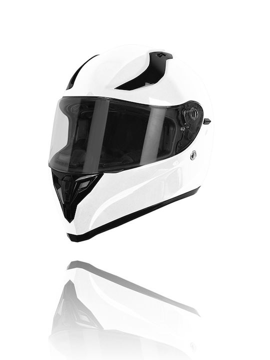 Origine Strada Solid Alb Lucios Casca Moto Față Întreagă ECE 22.05 1530gr cu Sunvisor