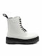 Elyse Women's Patent Leather Ankle Boots with Medium Heel White