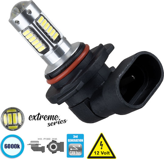 GloboStar Lampen Auto 3rd Generation Extreme Series H10 Canbus LED 6000K Kaltes Weiß 12V 6W 1Stück