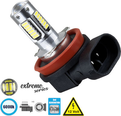 GloboStar Lămpi Autoturismului Extreme Series H8 Canbus LED 6000K Alb rece 12V 6W 1buc