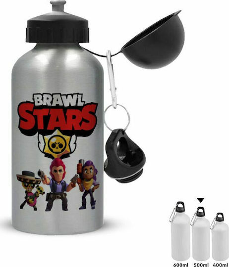 Koupakoupa Desert Stainless Steel Kids Water Bottle Brawl Stars with Straw Silver 500ml