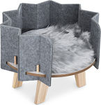 Navaris Wood Pet with Mat Sofa Cat Gray 41x41x32cm 54253.01