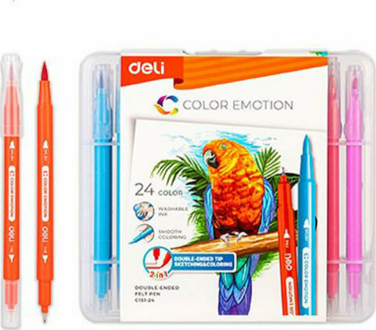 Deli Color Emotion Μαρκαδόροι Ζωγραφικής 8mm με Διπλή Μύτη, Πλενόμενοι Σετ 12 χρώματα