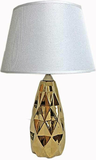 Art et Lumiere Keramik Tischlampe mit Weiß Schirm und Gold Basis