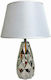 Art et Lumiere Keramik Tischlampe mit Weiß Schirm und Silber Basis