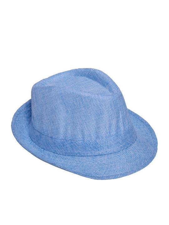 Kinderhut Fedora Stroh Hellblau