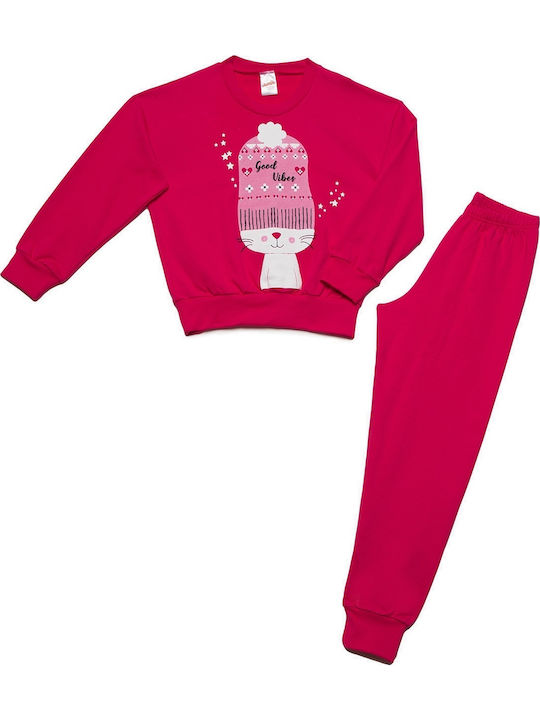 Minerva Pijama pentru copii De iarnă Fuchsia Cat Power