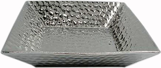 Art et Lumiere Square Ceramic Decorative Platter Silver 29.5x29.5x6cm