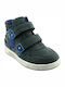 Zinon Leather Kids Boots with Velcro Blue