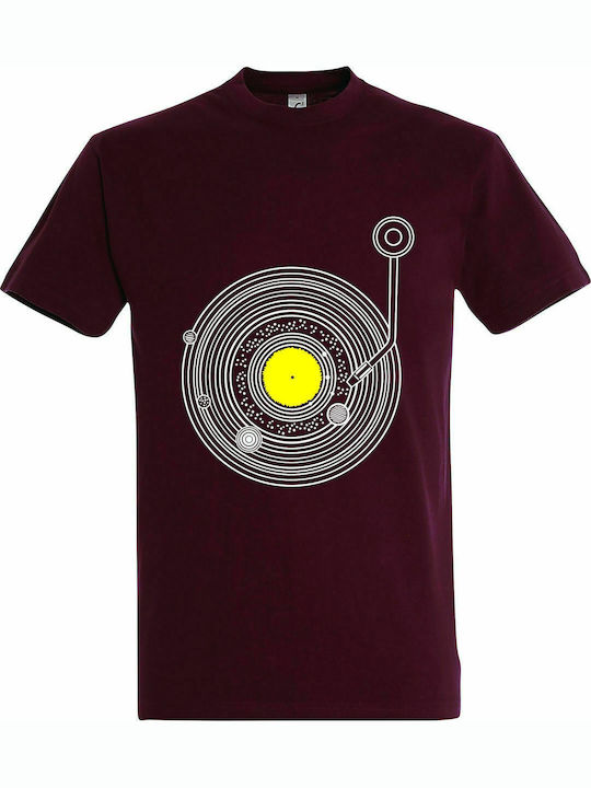 Tshirt Unisex "Space Vinyl Music", Burgundy