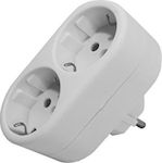 Com 2-Outlet T-Shaped Wall Plug White