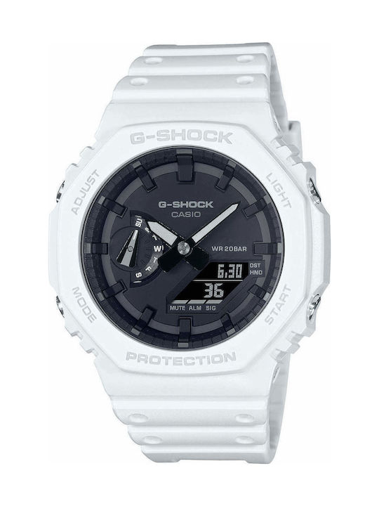 Casio G-Shock Ρολόι Χρονογράφος Μπαταρίας με Λευκό Καουτσούκ Λουράκι