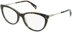 Police Eyeglass Frame Cat Eye Brown Tortoise VPLA890 722