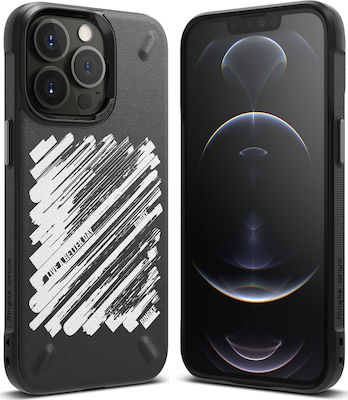 Ringke Onyx Durable Synthetic Back Cover Black Design Paint (iPhone 13 Pro Max)