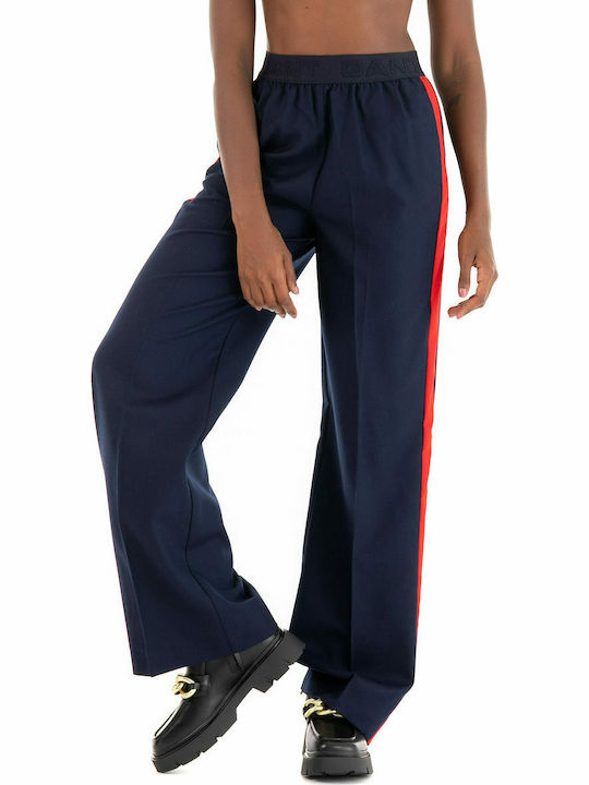 Gant Femei Tesatura Pantaloni cu Elastic cu Croială Dreaptă Albastru marin