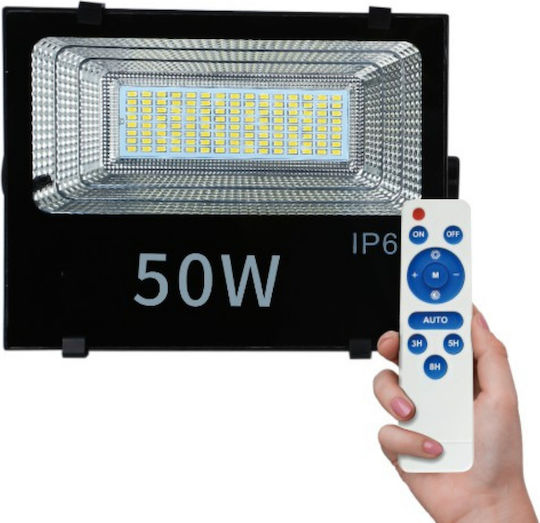 Spot Light Αδιάβροχος Слънчев LED Προβολέας 50W Студено бяло 6000К με Τηλεχειριστήριο IP65