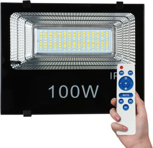 Spot Light Στεγανός Ηλιακός Προβολέας LED 100W Ψυχρό Λευκό 6000K με Τηλεχειριστήριο IP65