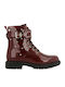 Gioseppo Kids Patent Leather Military Boots with Zipper Burgundy