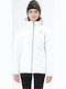 Lang Damen Puffer Jacke mit pelziger Kapuze für Winter Weiß