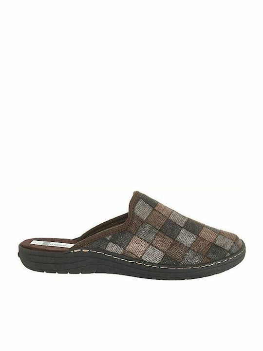 Mitsuko Men's Printed Slippers Brown