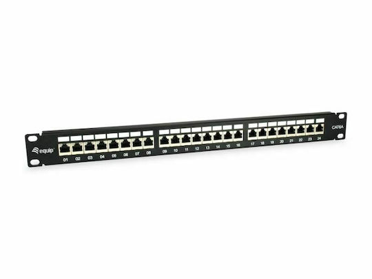 Equip Patch Panel Shielded για Rack 1U 19" 24 Θυρών cat6a Μαύρο