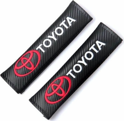 Set of 2pcs Car Seat Belt Pads Black Carbon Toyota