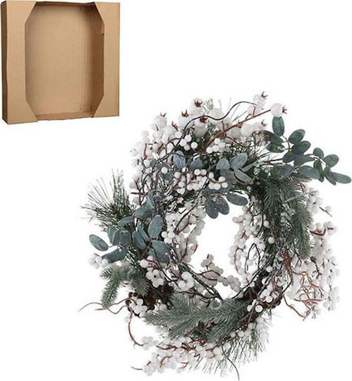 Atmosphera Christmas Decorative Wreath with Diameter 40cm Ardy Snowy White