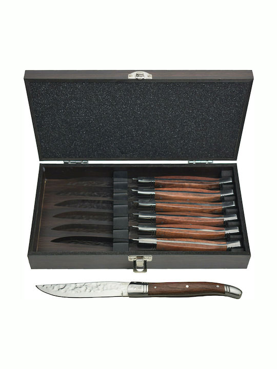 Kiro Laguiole Steak Knives of Stainless Steel Dark Wood 6pcs