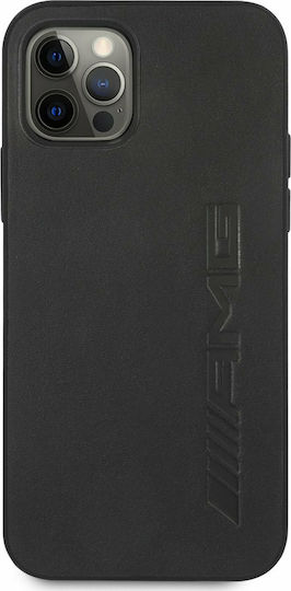 AMG Leather Big Stamped Logo Umschlag Rückseite Leder Schwarz (iPhone 12 Pro Max)
