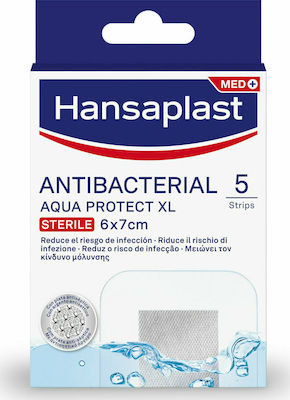 Hansaplast Aδιάβροχα και Αποστειρωμένα Αυτοκόλλητα Επιθέματα Antibacterial Aqua Protect XL 7x6cm 5τμχ