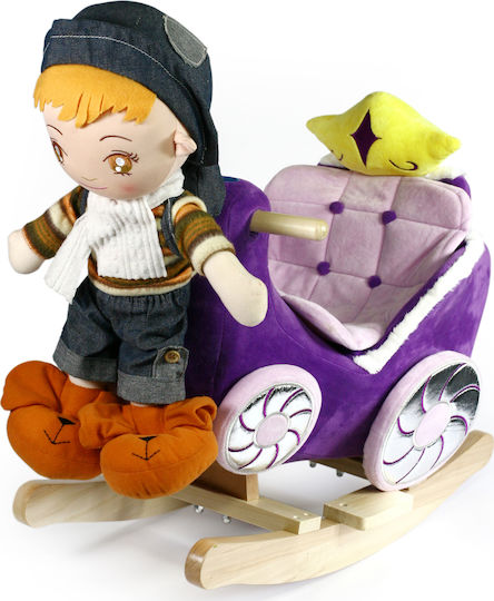 Avra Toys Fabric Rocking Toy Carriage for 12+ months with Music Purple