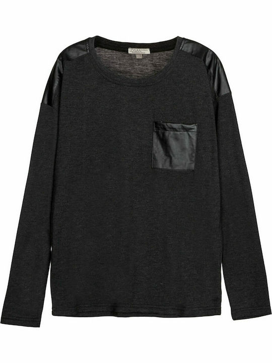 Losan 122-1026AL Winter Women's Blouse Long Sleeve Gray