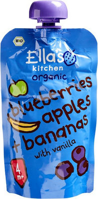 Ella's Kitchen Borcan pentru alimente pentru copii Blueberries, Apples, Bananas With Vanilla Fără gluten pentru 4m+ 120gr