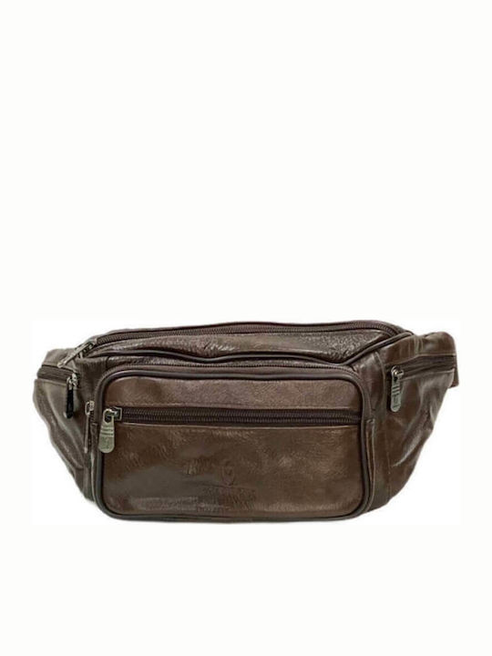 Men's Waist Bag made of Genuine Leather of Excellent Quality in Brown