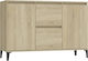 Wooden Buffet with Drawers Sonoma Δρυς L104xW35xH70cm