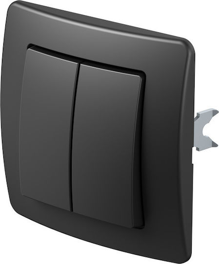 TEM Recessed Wall Switch Lighting Two-Way with Frame Black