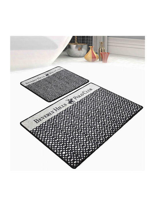 Beverly Hills Polo Club Non-Slip Bath Mats Set Histo 587BHP2102 Black - Ecru 2pcs