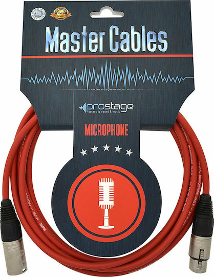 Prostage XLR male to XLR female 10m Cable Red (MB-10 RED)