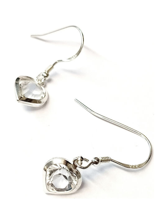 Silver earrings pendant with silver hearts