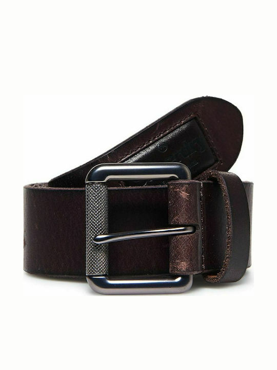 Badgeman Wide Men's Belt Leather Brown