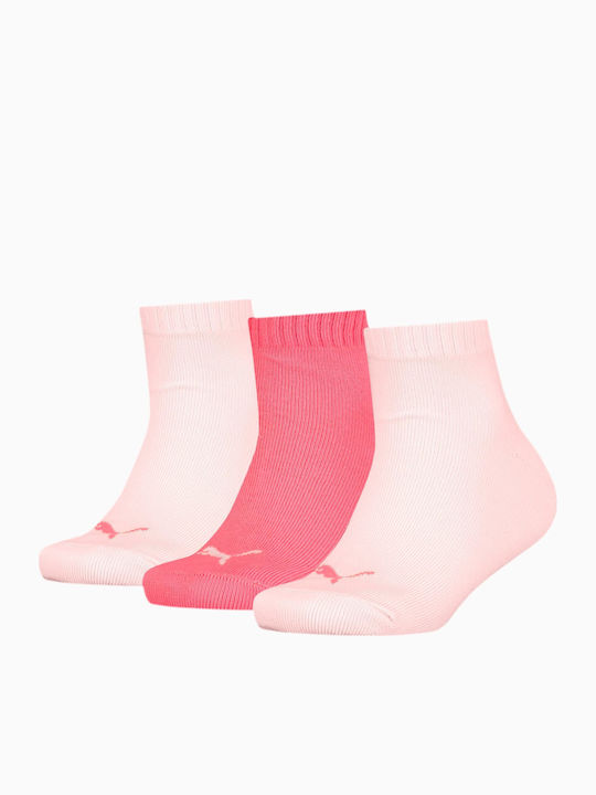 PUMA Athletic Kids' Ankle Socks Quarter Pink 3 Pairs