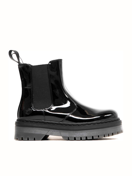 Elyse Women's Patent Leather Chelsea Boots Black