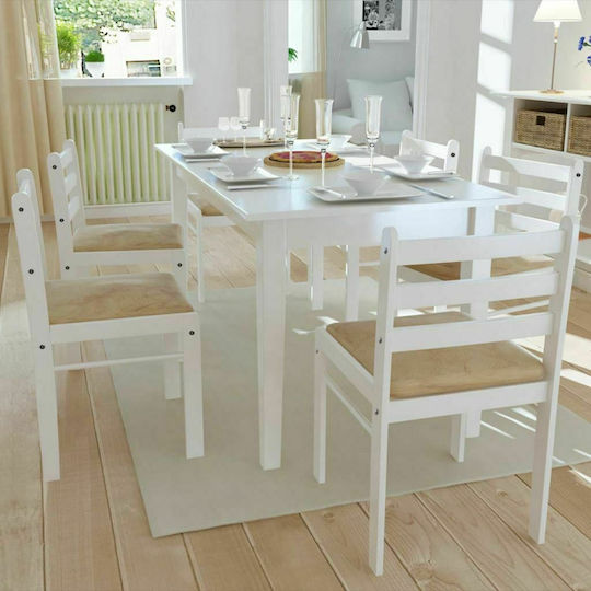 Dining Room Velvet Chair White 44x45x81cm 6pcs