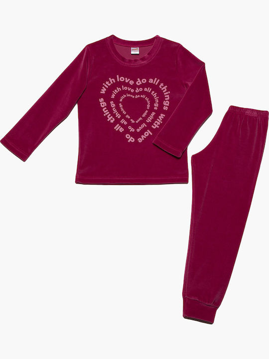 Minerva Детска пижама Зимна Фуксия VELVET WITH LOVE