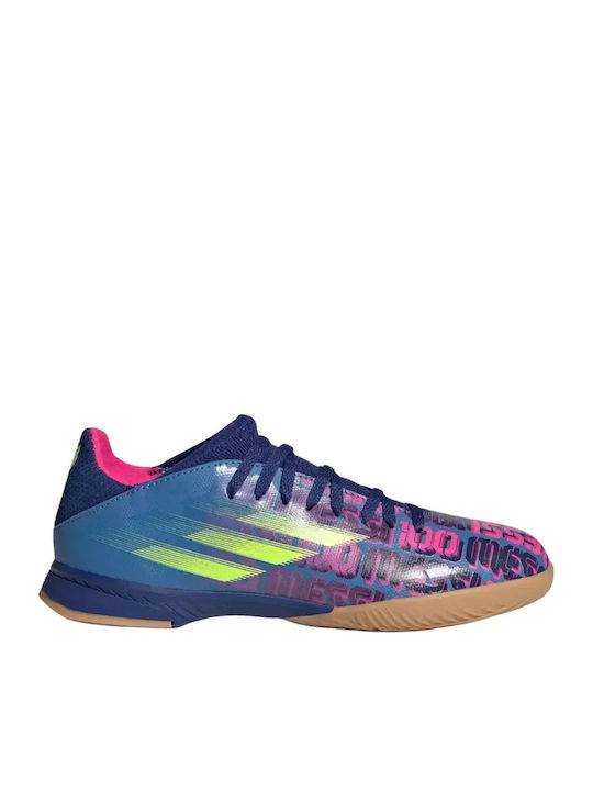 Kids Soccer Cleats & Shoes X Speedflow Messi.3 Indoor Victory Blue Shock Pink Solar Yellow