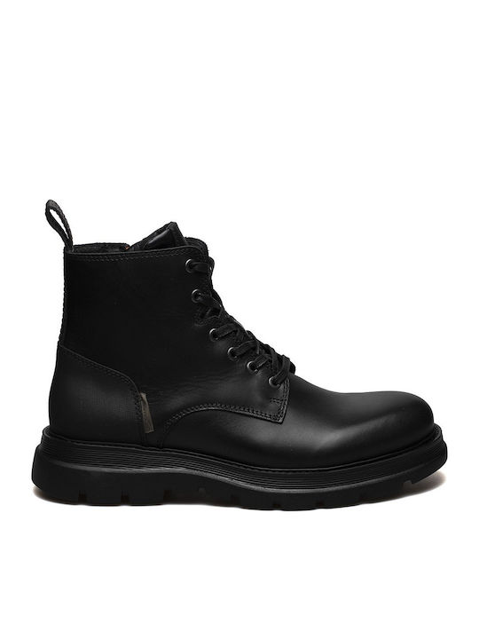 Ambitious Up Edi Men's Leather Military Boots Black