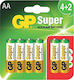 GP Batteries Super Алкални Батерии AA 1.5V 6бр