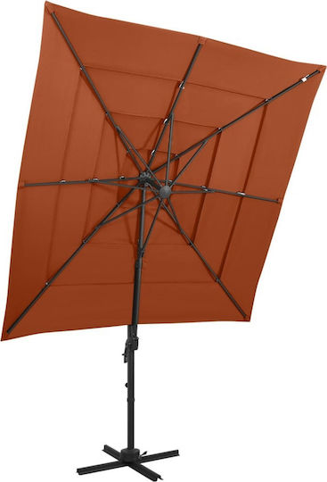 Square Aluminum Garden Umbrella Red 2.5x2.5m