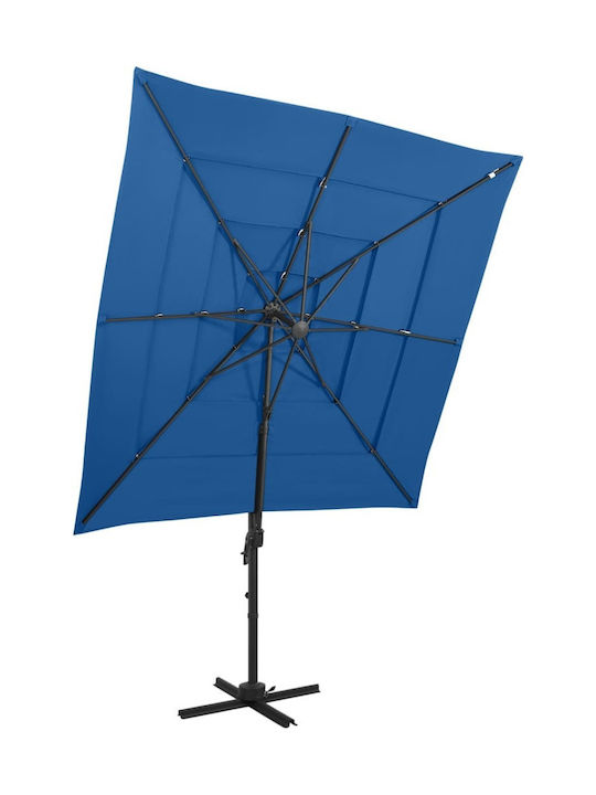 Umbrella Floor Square Aluminum Azure Blue with ...